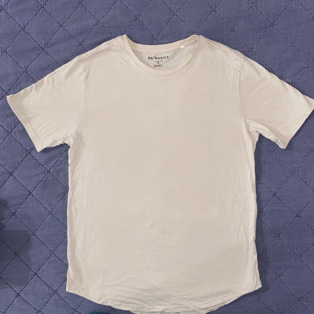 PS/Basics by PacSun Men's White Cream Tan Short Sleeve T-Shirt Size M